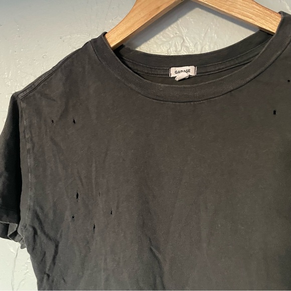Garage Black Distressed Short Sleeve Crop Top 100% Cotton XS - Picture 4 of 7